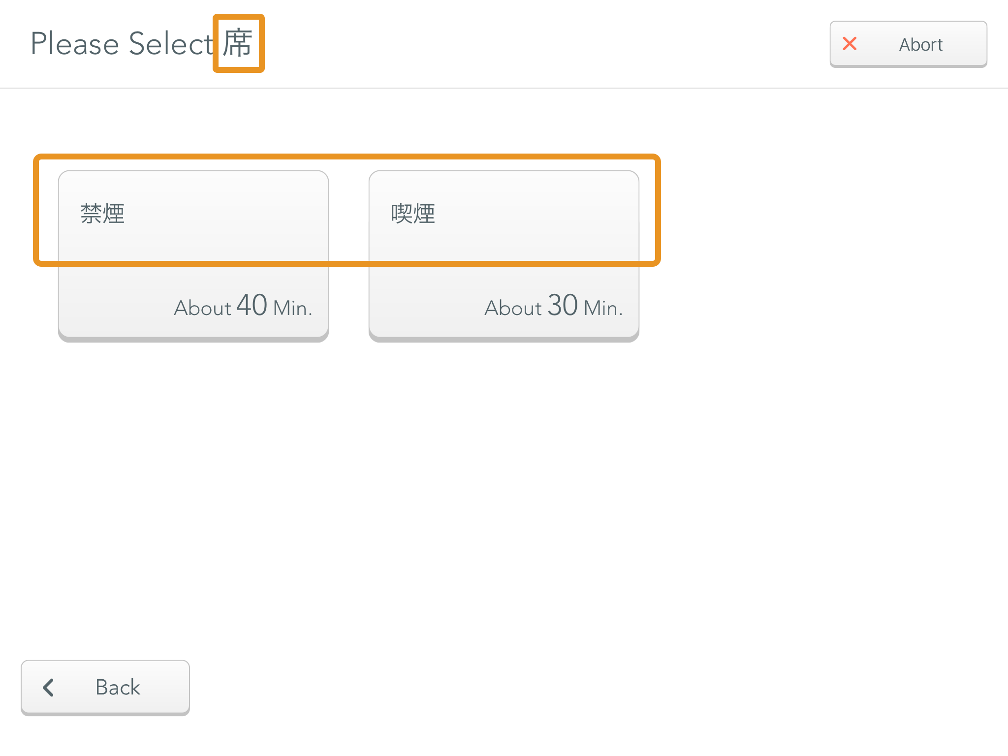 待ち項目の表示画面