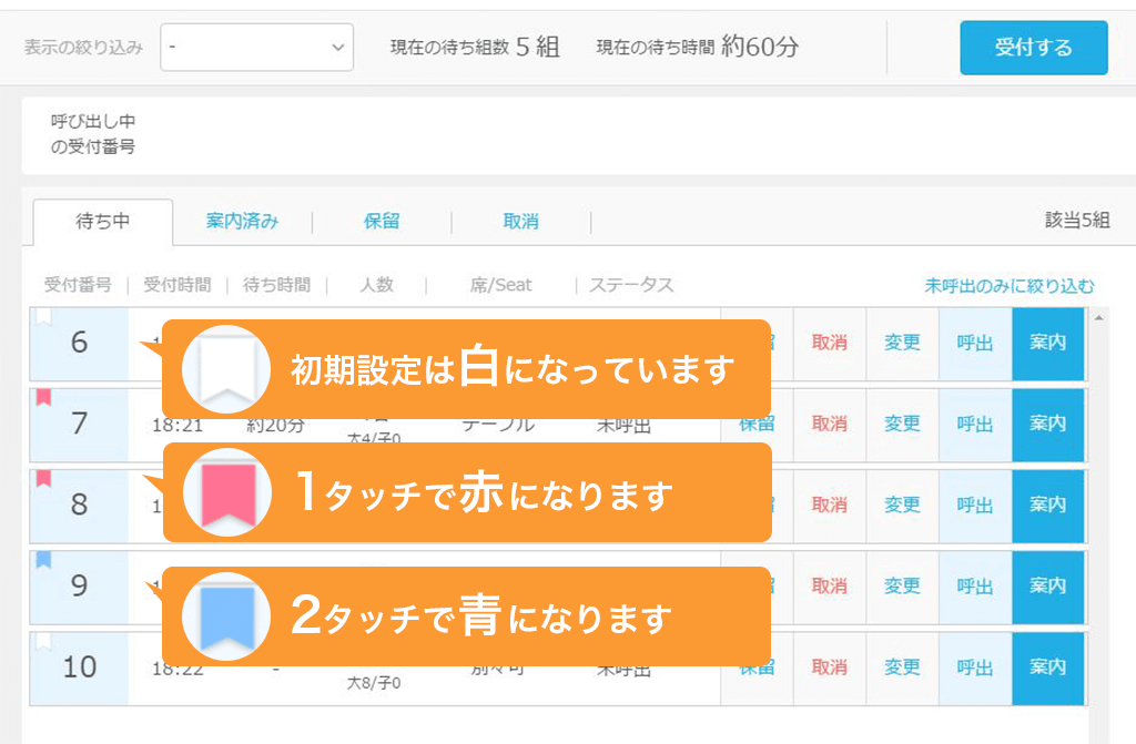 Airウェイト 店舗アカウントページ 店舗オペレーション マーク表示