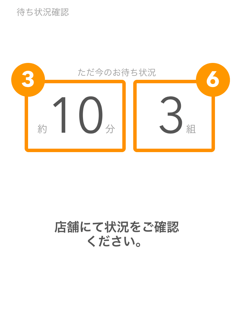 23 Airウェイト カスタマー 店舗詳細ページ ただ今のお待ち状況 約10分 3組