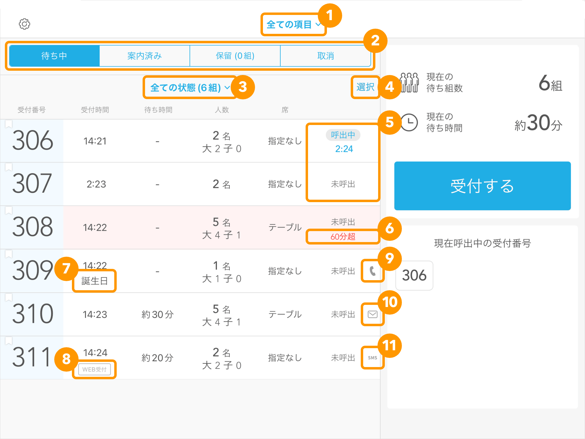 01 Airウェイト 店舗モード 受付画面