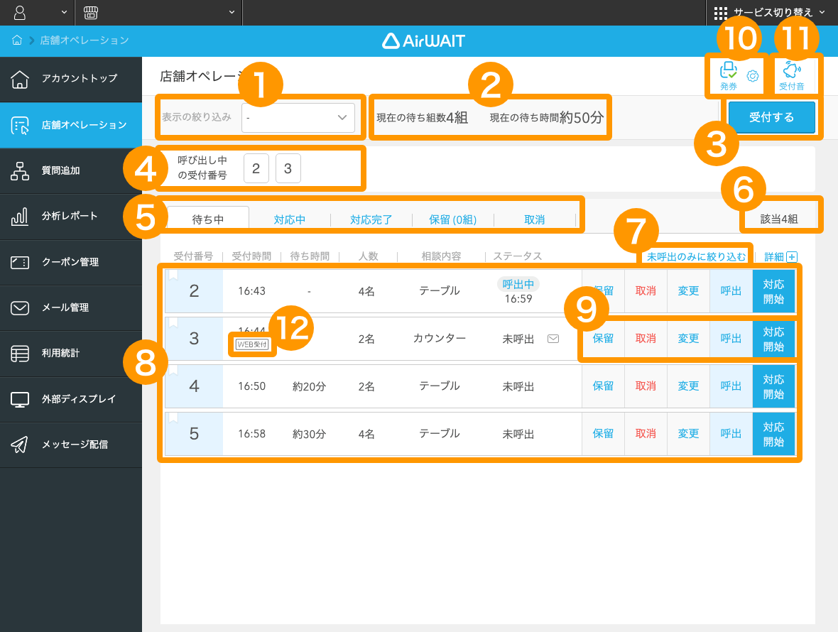 01 Airウェイト 店舗アカウントページ 店舗オペレーション