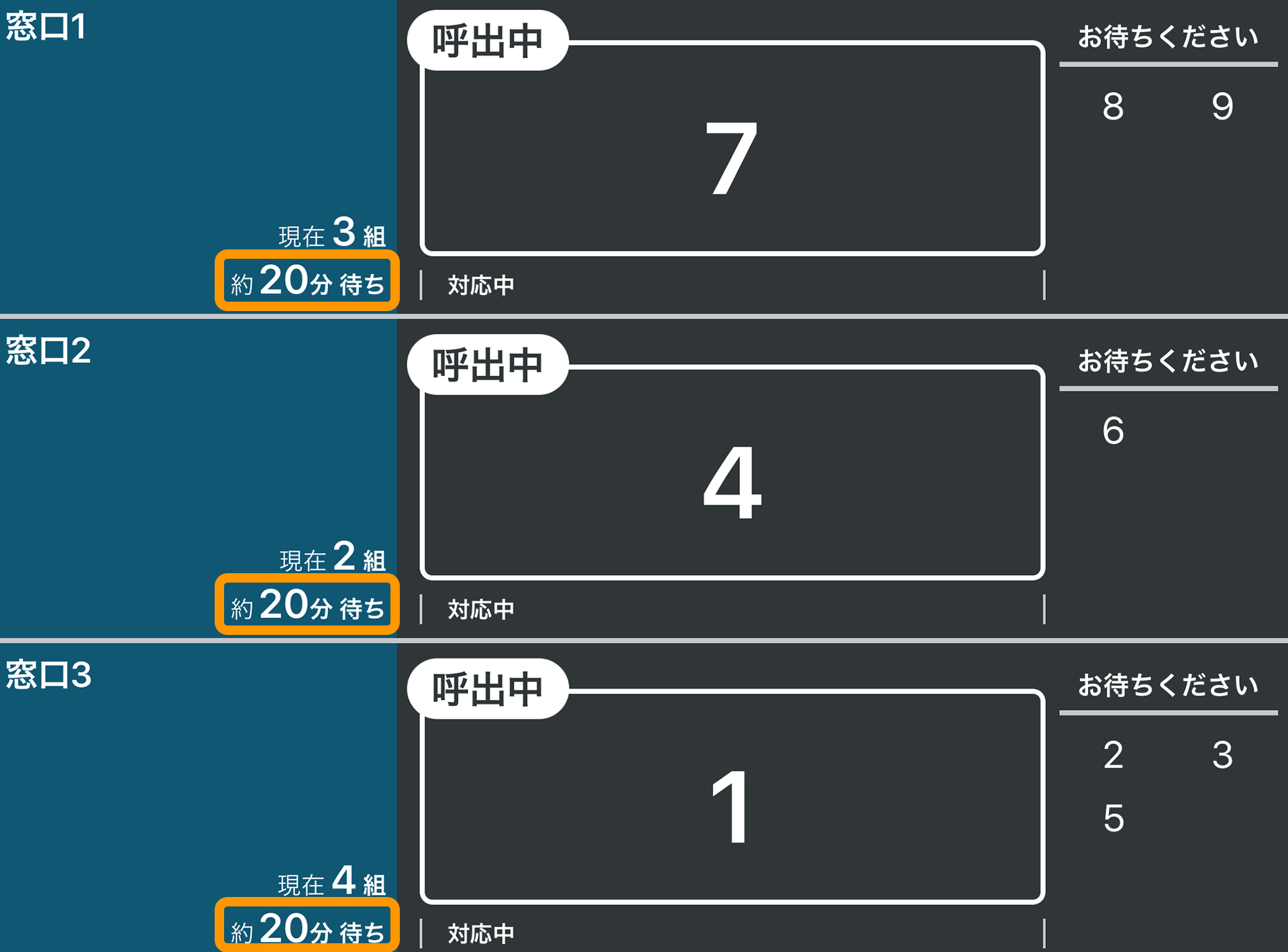 Airウェイト 外部ディスプレイモード 現在の待ち時間