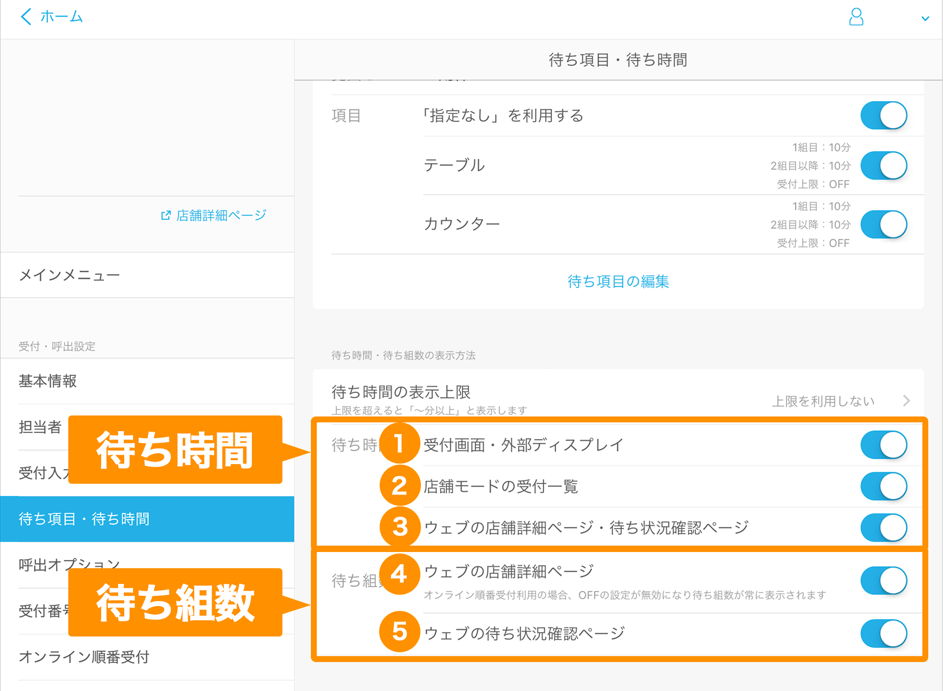 Airウェイト 待ち項目・待ち時間