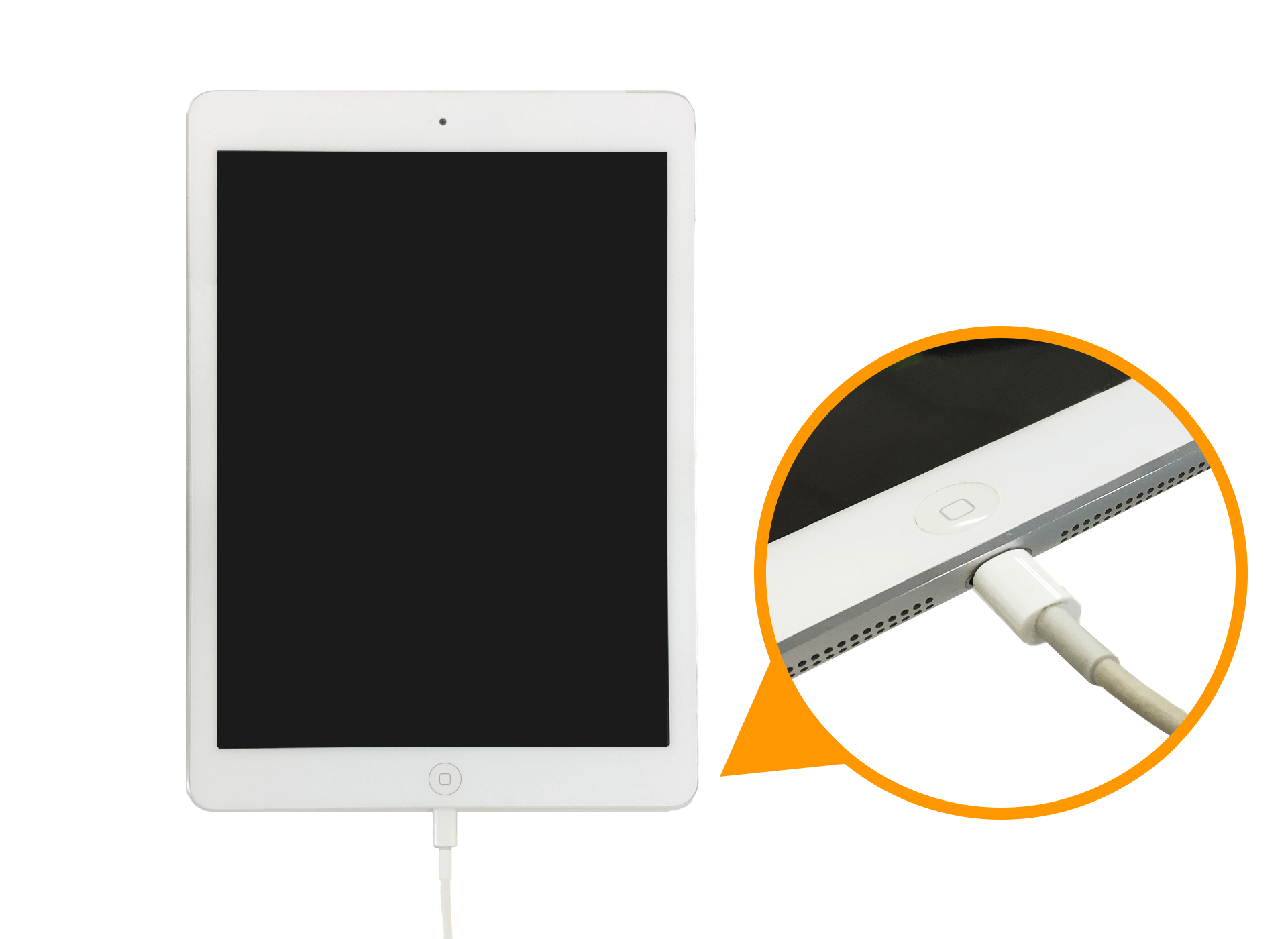 iPadにLightning USB(ケーブル)を接続する